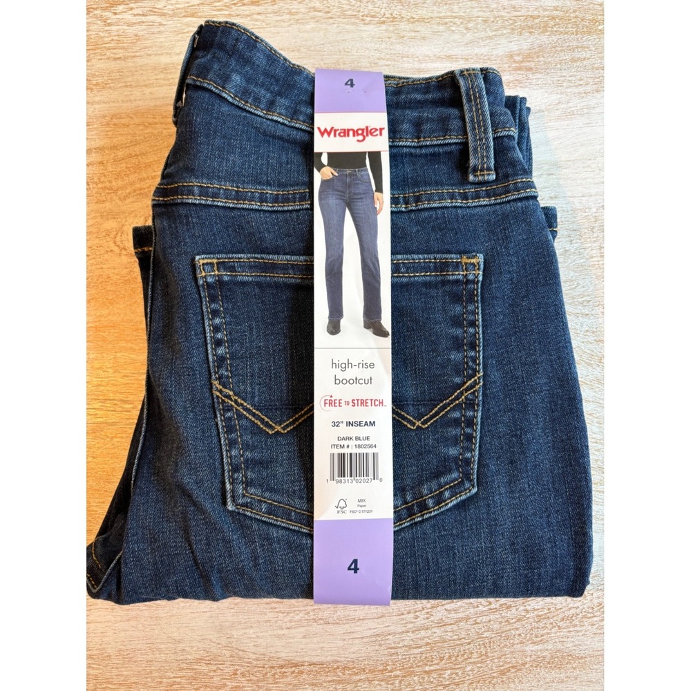 Wrangler 4 High-Rise Bootcut Jeans Womens Dark Blue 1802564